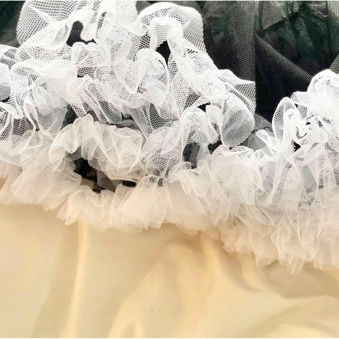 【ブラック×ホワイト】40cm パニエ ふんわり ブラック コスプレ ゴスロリ レディースのスカート(その他)の商品写真