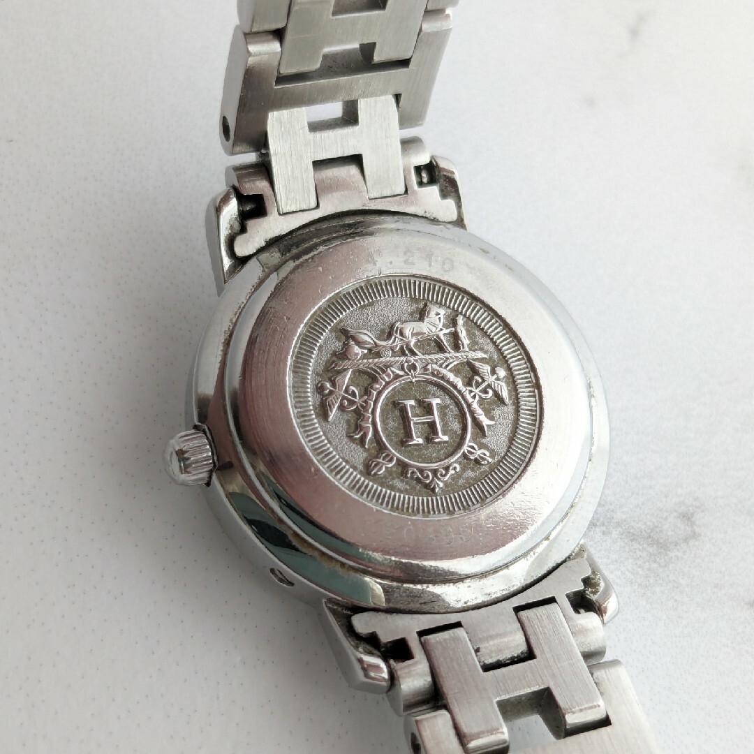Hermes(エルメス)の稼働品 エルメス HERMES クリッパーナクレ シェル文字盤 デイト レディースのファッション小物(腕時計)の商品写真