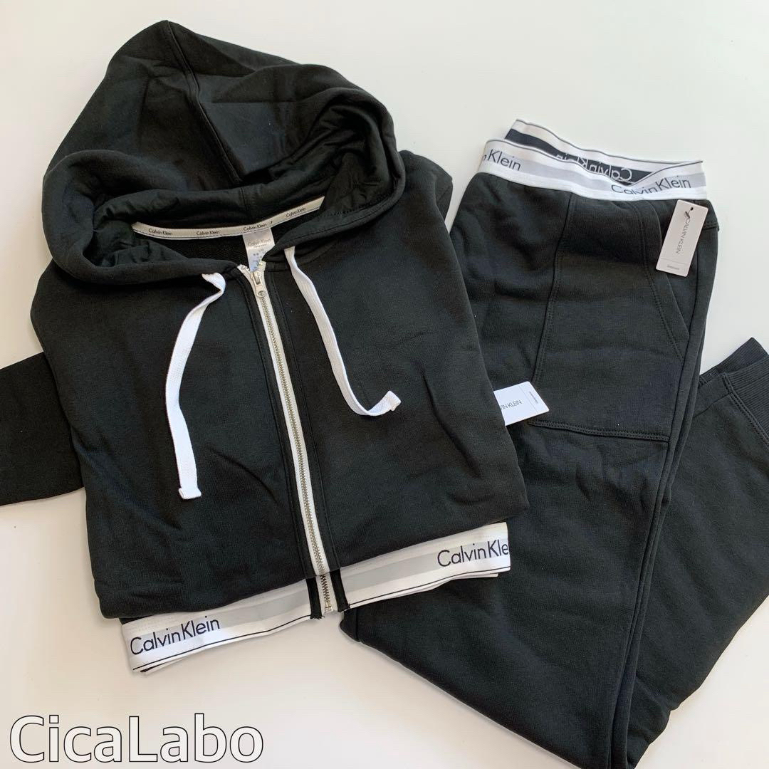 Calvin Klein(カルバンクライン)の【新品】カルバンクライン ジップパーカー スウェット セットアップ ブラックL  レディースのトップス(パーカー)の商品写真