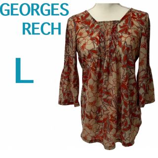 ジョルジュレッシュ(GEORGES RECH)の【美品】GEORGES RECH☆プルオーバーブラウス☆グラスネックベルスリーブ(シャツ/ブラウス(長袖/七分))