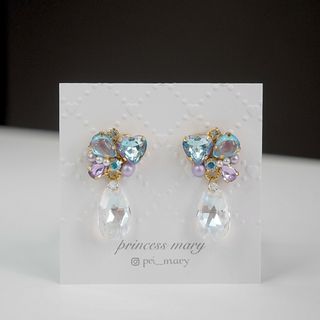 先着1名様限定販売》クリスタルシマー雫♡水色ハートbijouピアス(ピアス)