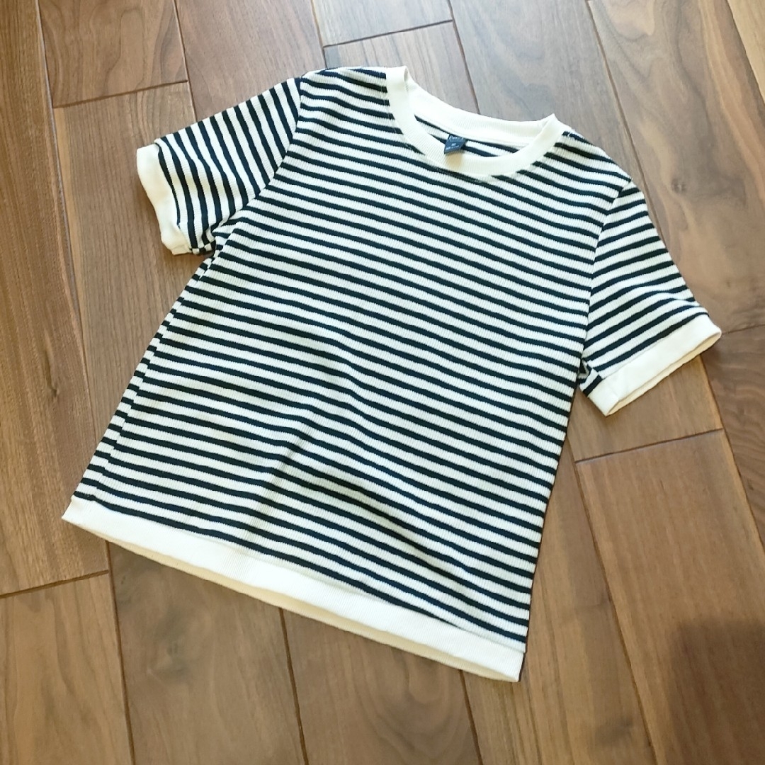 Dazy ❣ ボーダー カットソー Tシャツ 半袖 ベージュ ブラック 白 黒 レディースのトップス(Tシャツ(半袖/袖なし))の商品写真