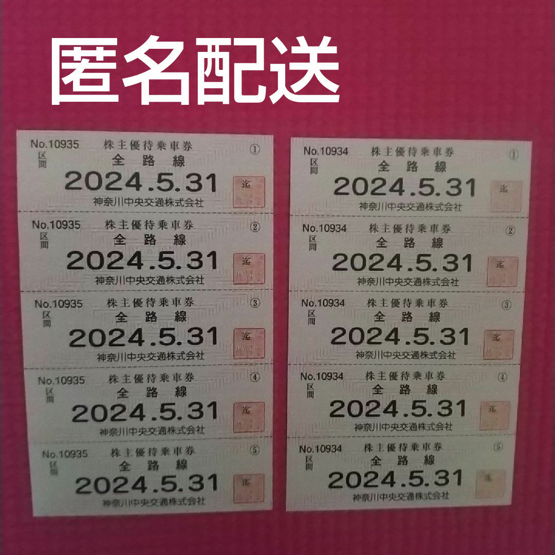 神奈川中央交通　株主優待乗車券　10枚 チケットの乗車券/交通券(その他)の商品写真