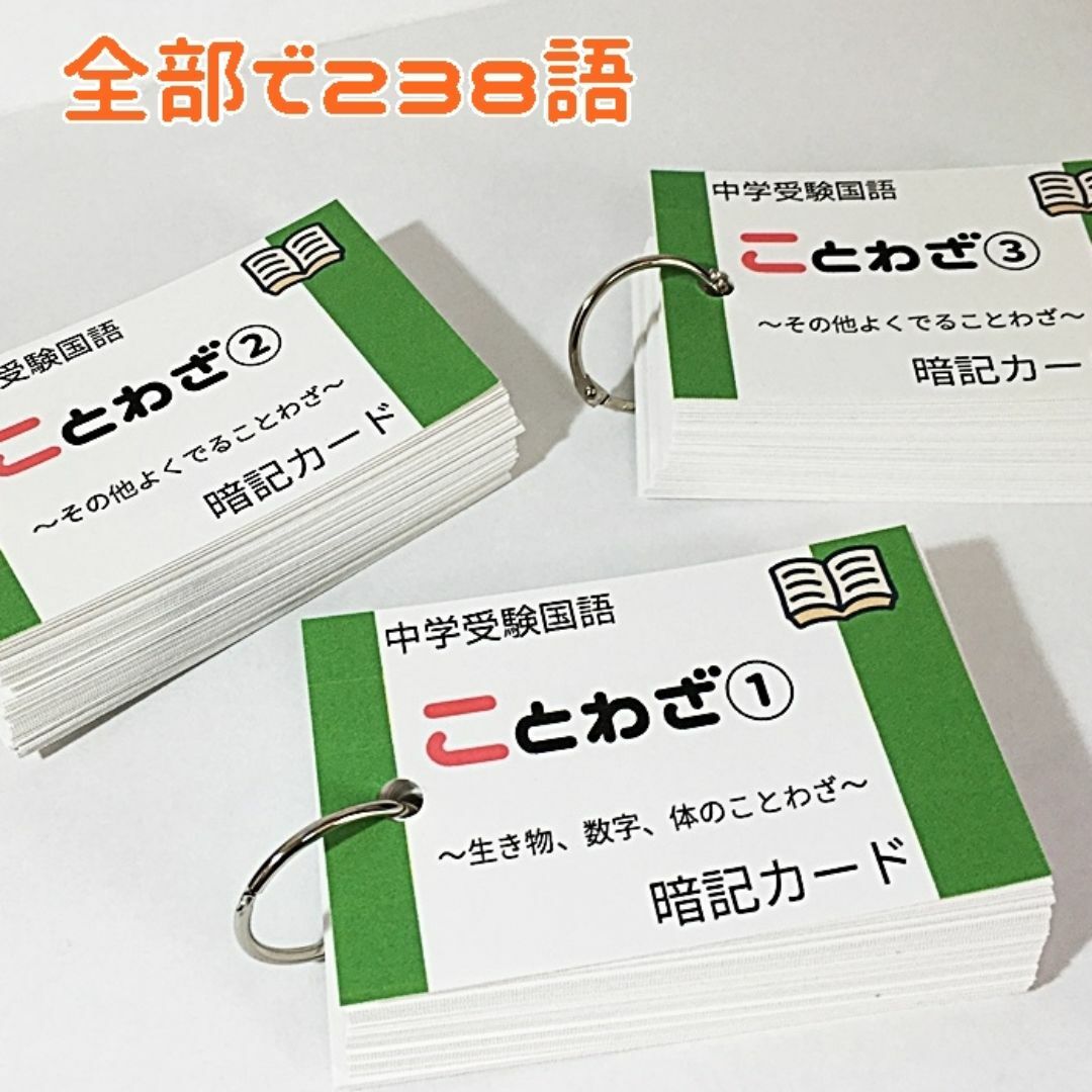 【065】中学受験国語　ことわざの暗記カード　中学入試　言葉ナビ　国語問題集 エンタメ/ホビーの本(語学/参考書)の商品写真