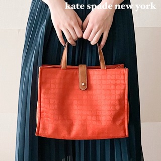 kate spade new york - ケイトスペードニューヨーク　布トートバッグ　ハンドバッグ　オレンジ　かばん