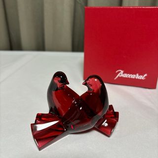 バカラ(Baccarat)の新品未使用品‼️希少品‼️ baccarat バカラ置物　鳩　つがい　レッド(置物)