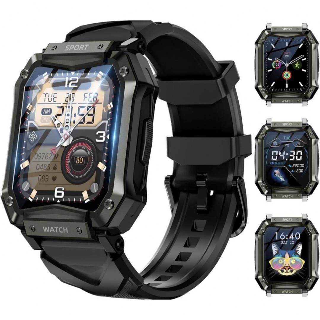 スマートウォッチ 軍用規格 1.65インチ大画面 スマートウォッチ iPhone メンズの時計(腕時計(デジタル))の商品写真