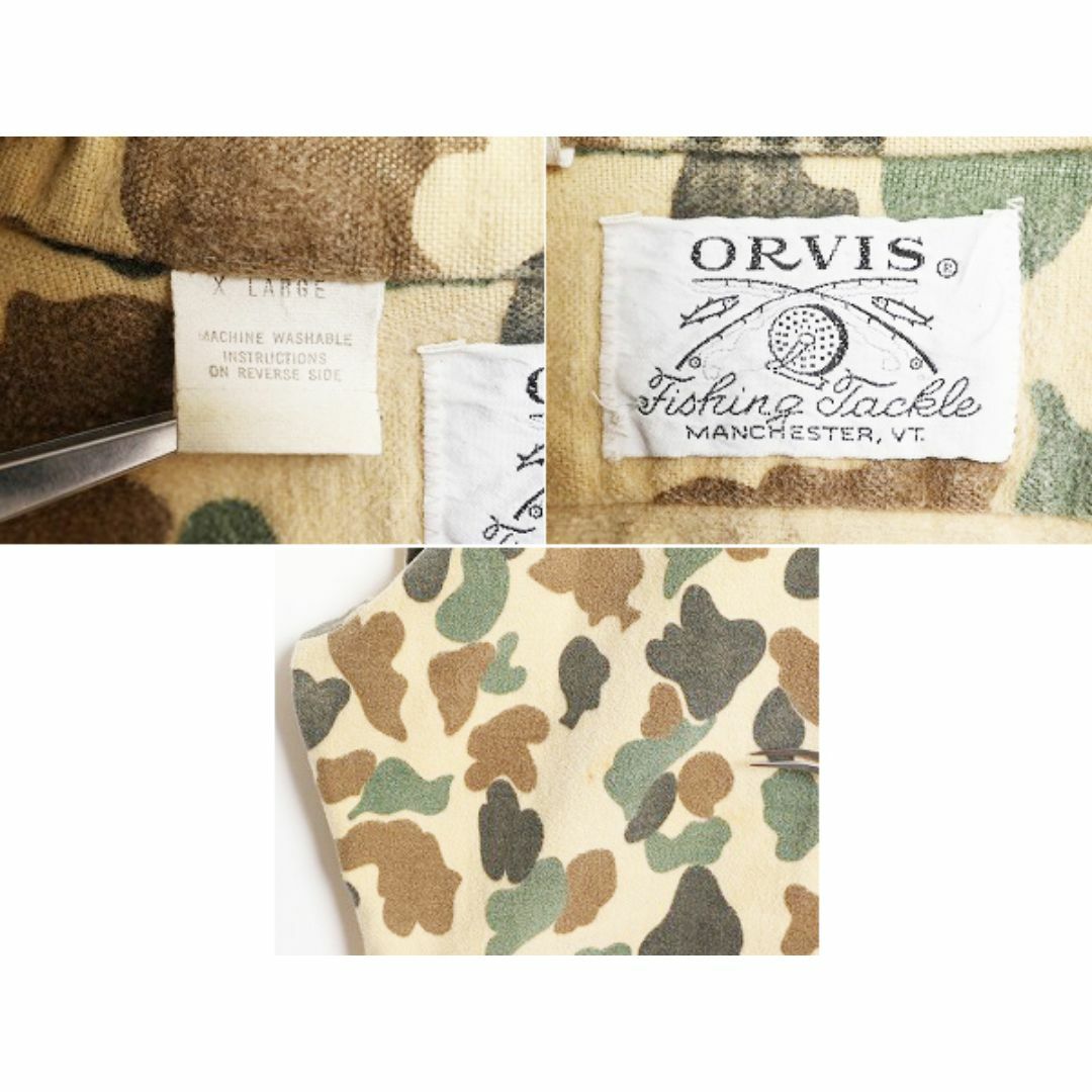 70s オービス ダックハンター カモ シャモア クロス シャツ メンズ XL / 70年代 ヴィンテージ ORVIS ネルシャツ コットン フランネル 迷彩 メンズのトップス(シャツ)の商品写真