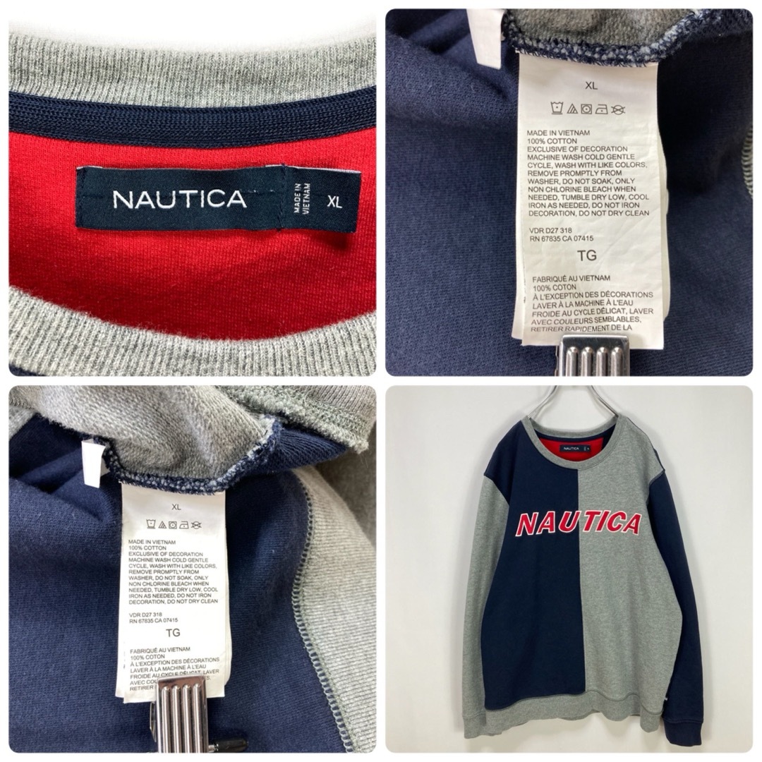 NAUTICA(ノーティカ)のノーティカ バイカラー 切替 刺繍ワッペン ビッグロゴ スウェット トレーナー メンズのトップス(スウェット)の商品写真