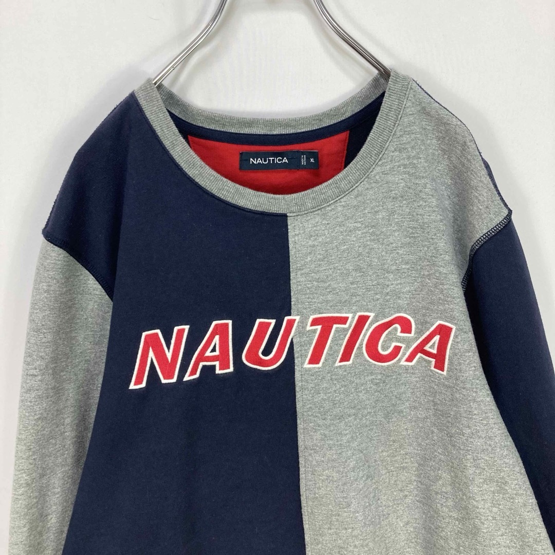 NAUTICA(ノーティカ)のノーティカ バイカラー 切替 刺繍ワッペン ビッグロゴ スウェット トレーナー メンズのトップス(スウェット)の商品写真