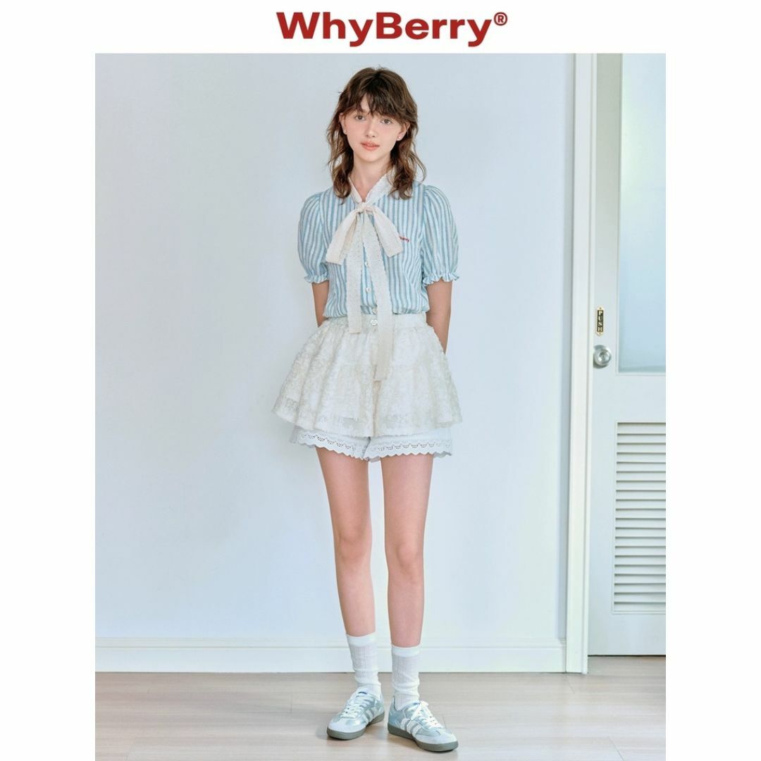 グランド牧場 セレクトセール Supreme.La.La. - WhyBerryLab ボウタイ ブラウス ストライプ シャツ+ブラウス(半袖+袖なし)