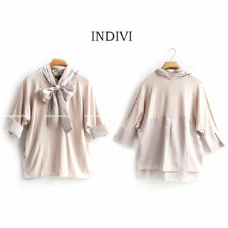 INDIVI - 定価14850円【新品】インディヴィ★美色2wayボウタイ付き後ろ美人トップス