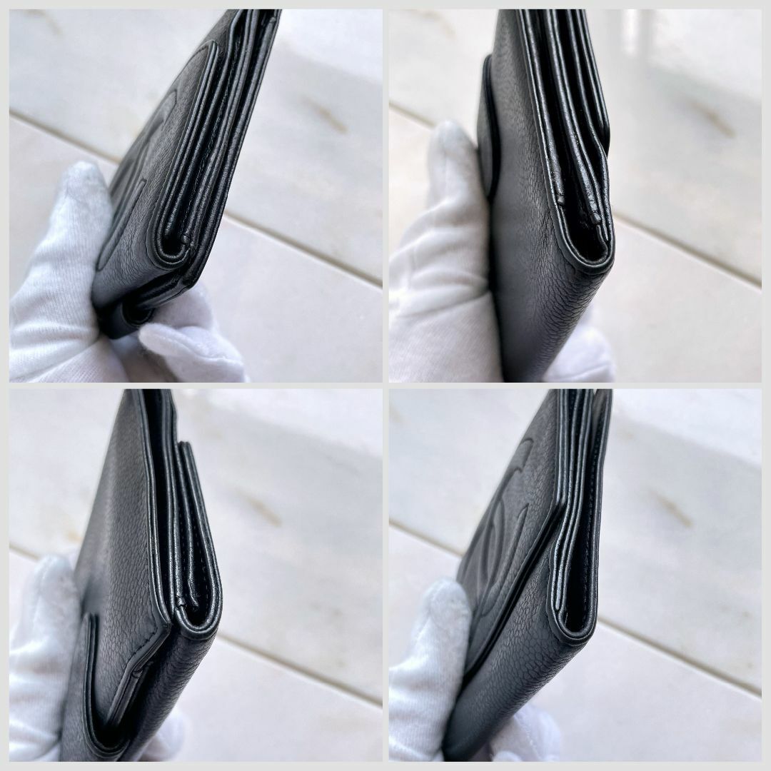 CHANEL(シャネル)のCHANEL シャネル キャビアスキン Wホック コンパクト財布 ブラック 黒 レディースのファッション小物(財布)の商品写真