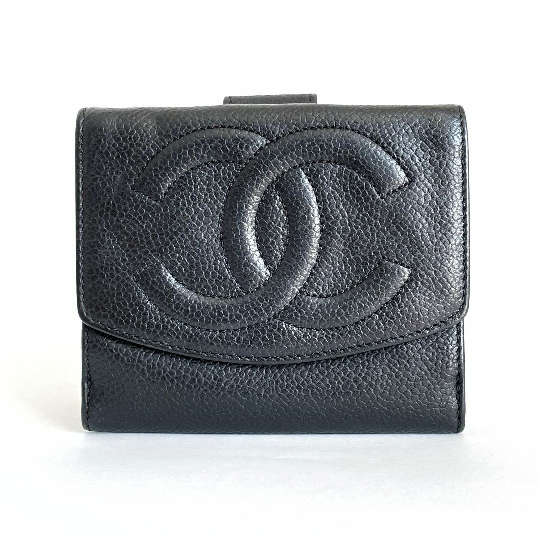 CHANEL(シャネル)のCHANEL シャネル キャビアスキン Wホック コンパクト財布 ブラック 黒 レディースのファッション小物(財布)の商品写真