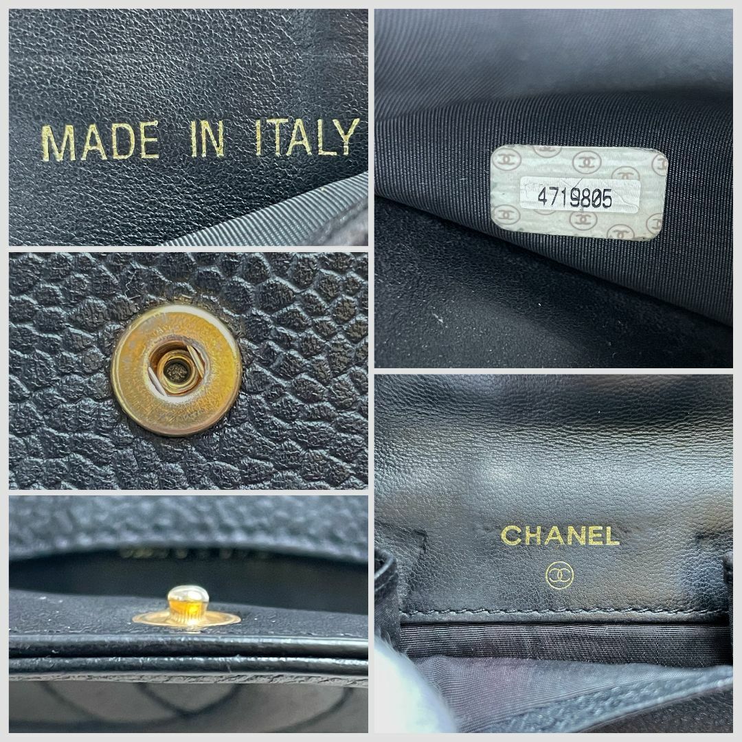 CHANEL(シャネル)のCHANEL シャネル キャビアスキン Wホック コンパクト財布 ブラック 黒 レディースのファッション小物(財布)の商品写真