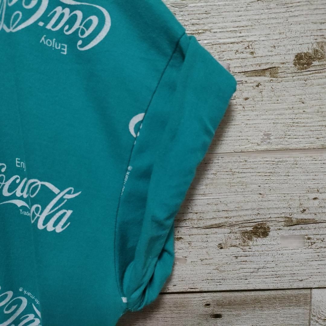 moussy(マウジー)の【622】マウジー　コカ・コーラ　ポリ混　Tシャツ　袖上げ　グリーン　企業物 レディースのトップス(Tシャツ(半袖/袖なし))の商品写真