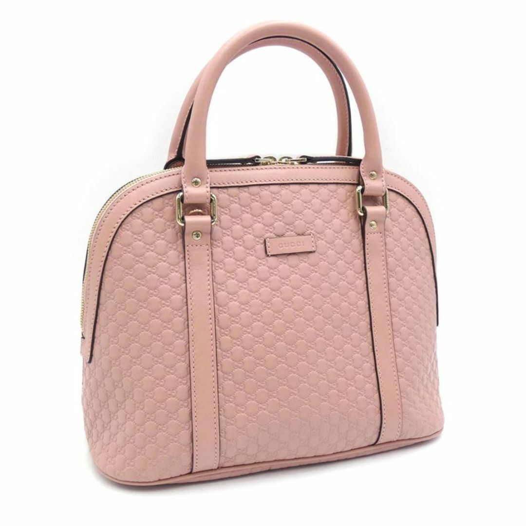 Gucci(グッチ)の美品 グッチ バッグ GUCCI レザー マイクログッチシマ ハンドバッグ ピンク レディース ゴールド金具 449663 OJ10456 レディースのバッグ(ショルダーバッグ)の商品写真