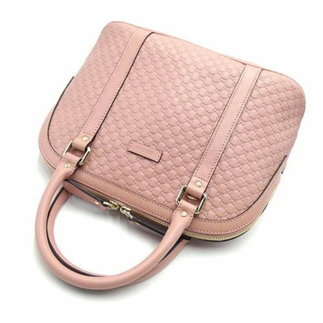 Gucci(グッチ)の美品 グッチ バッグ GUCCI レザー マイクログッチシマ ハンドバッグ ピンク レディース ゴールド金具 449663 OJ10456 レディースのバッグ(ショルダーバッグ)の商品写真