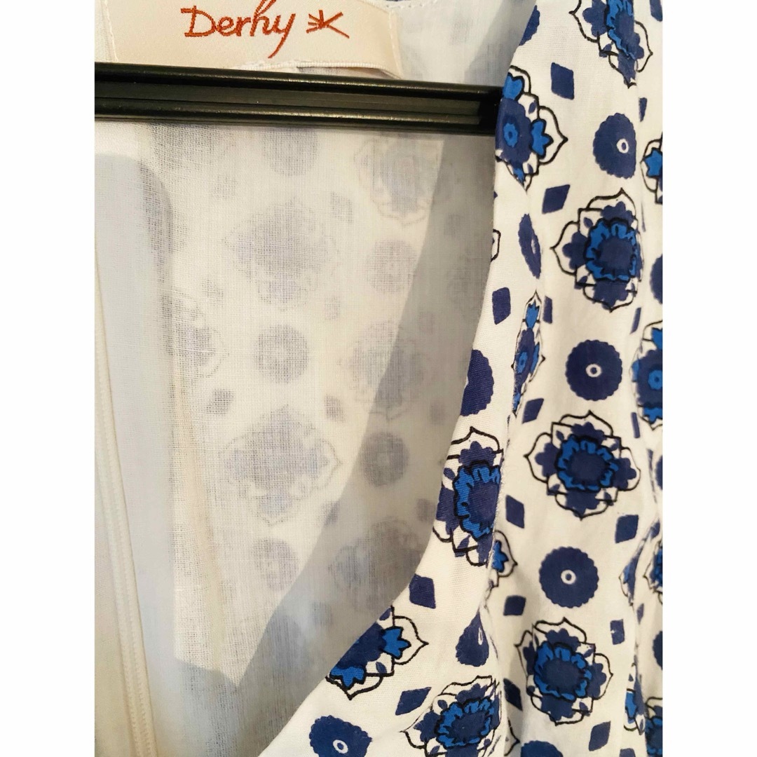 Rene Derhy ルネデリ ワンピース 花柄 ブルー インポート フランス レディースのワンピース(ひざ丈ワンピース)の商品写真
