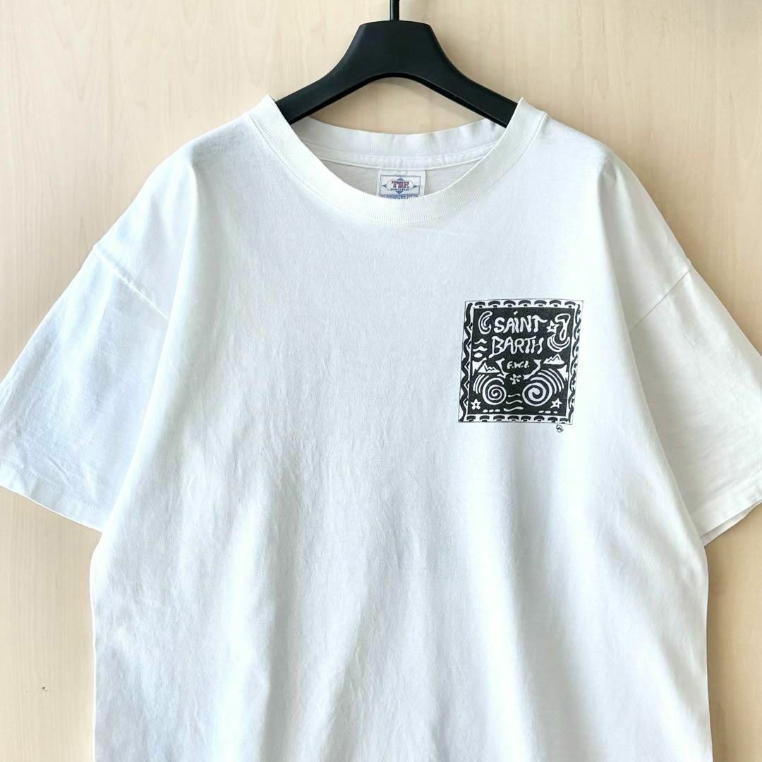 VINTAGE(ヴィンテージ)の90s USA製古着　ヴィンテージ　Tシャツ　サン・バルテルミー島　幾何学 メンズのトップス(Tシャツ/カットソー(半袖/袖なし))の商品写真