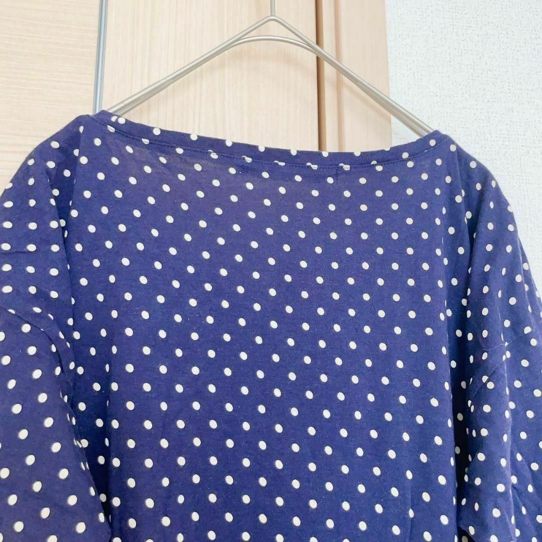 IENA(イエナ)のIENA　イエナ　ドット柄　Tシャツ　カットソー　半袖　ネイビー レディースのトップス(Tシャツ(半袖/袖なし))の商品写真