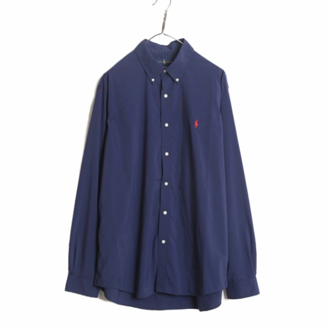 Ralph Lauren(ラルフローレン)のラルフローレン 長袖 ボタンダウン シャツ メンズ XL / 古着 ポロ コットン ワンポイント 長袖シャツ BD ワイシャツ 大きいサイズ 薄手 紺 メンズのトップス(シャツ)の商品写真