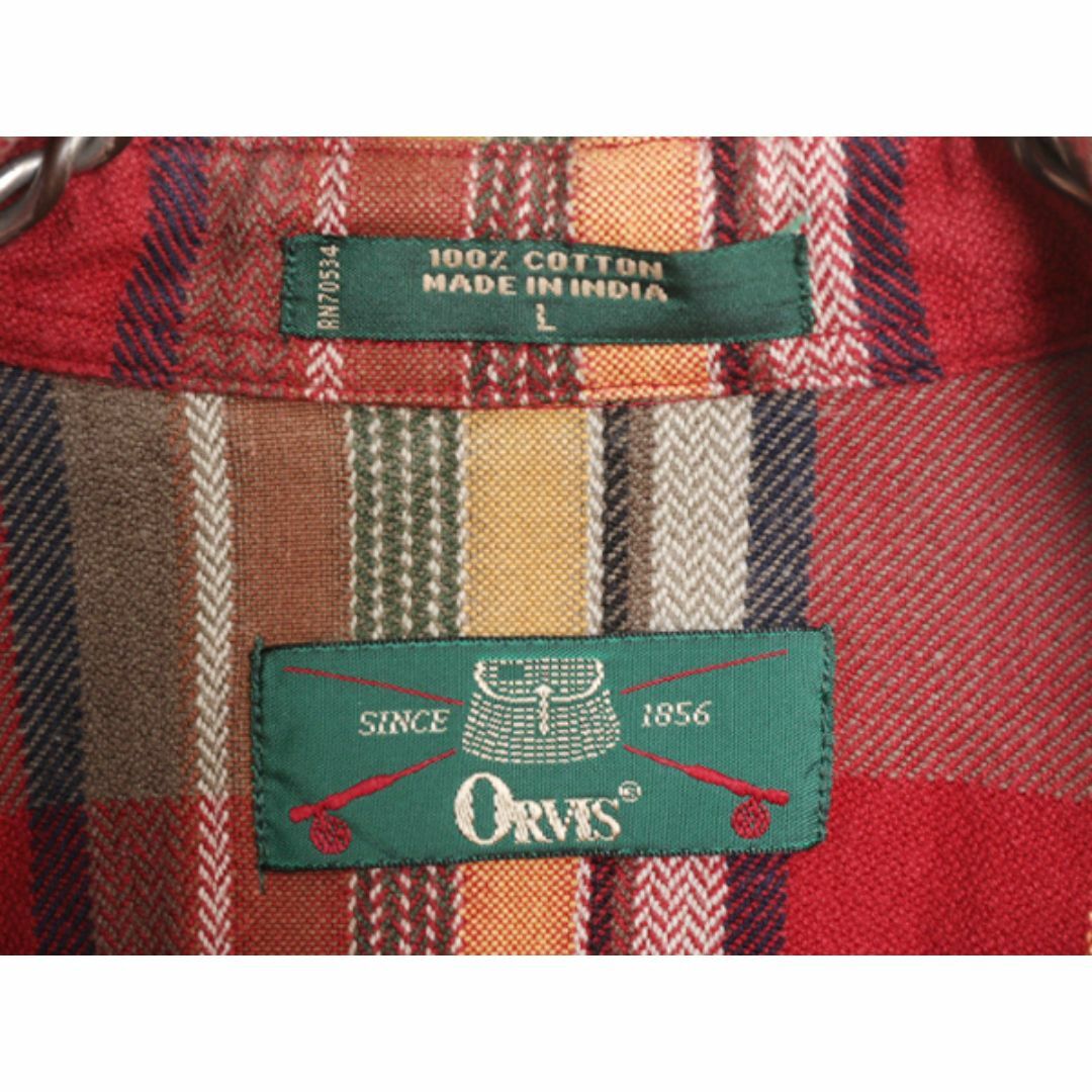 90s オービス ネイティブ ボーダー ヘビー フランネル シャツ メンズ L / 90年代 オールド ORVIS 長袖シャツ ネルシャツ ポケット付き 厚手 メンズのトップス(シャツ)の商品写真