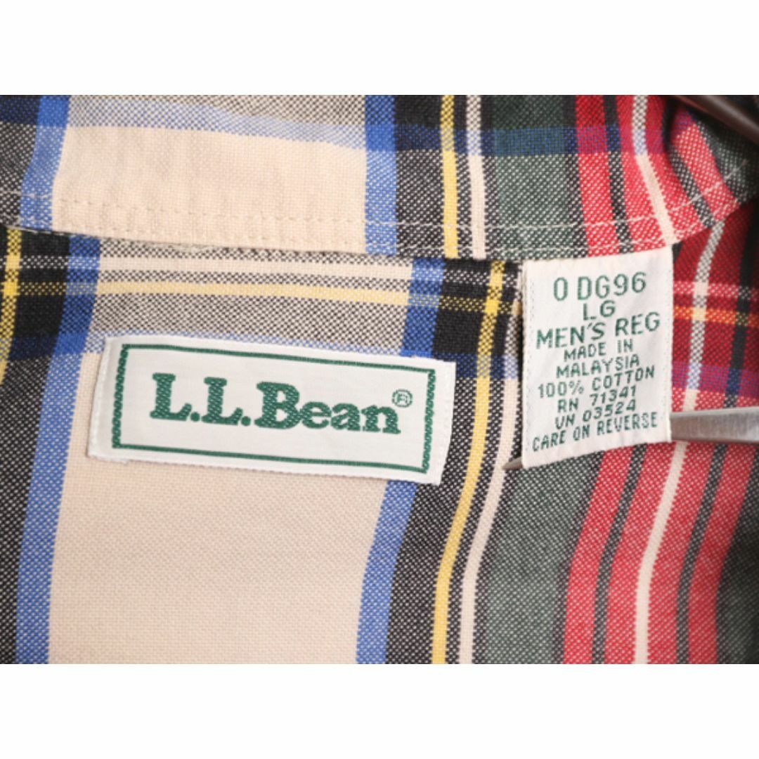 L.L.Bean(エルエルビーン)の90s エルエルビーン オックスフォード 長袖 ボタンダウン シャツ メンズ L 古着 90年代 オールド LLBean 長袖シャツ チェック マルチカラー メンズのトップス(シャツ)の商品写真