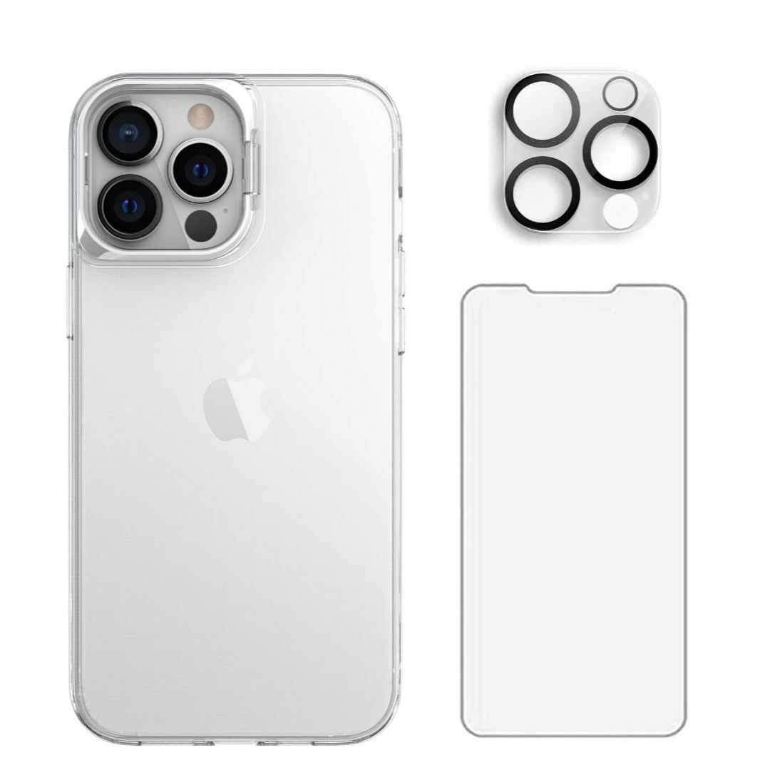 【色:シルバー】iPhone 14 Pro ケース(6.1インチ) + フィルム スマホ/家電/カメラのスマホアクセサリー(その他)の商品写真