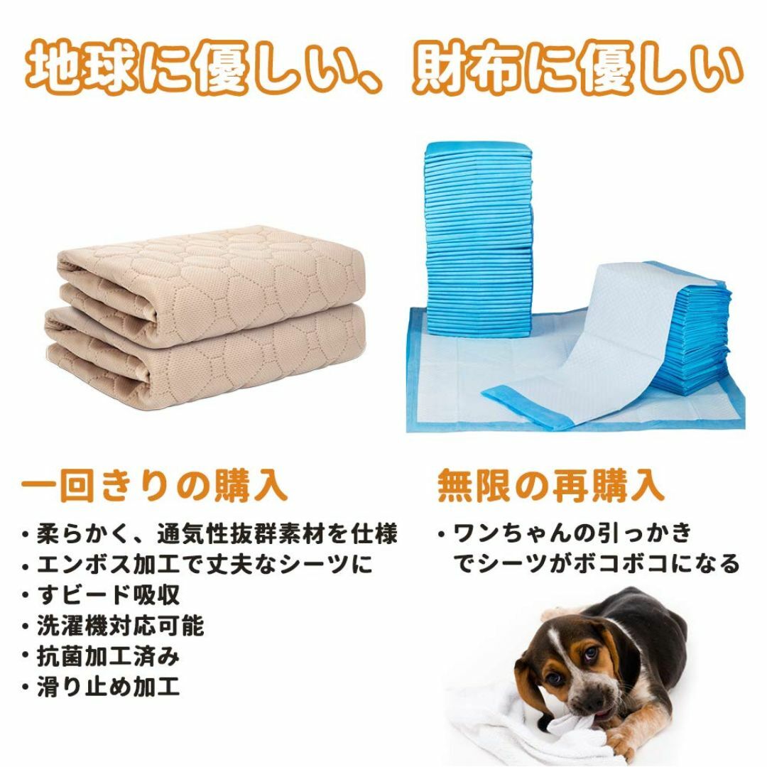 【色: ベージュ】ULIGOTA ペットシーツ 洗える 猫 犬用 おしっこパッド その他のペット用品(犬)の商品写真