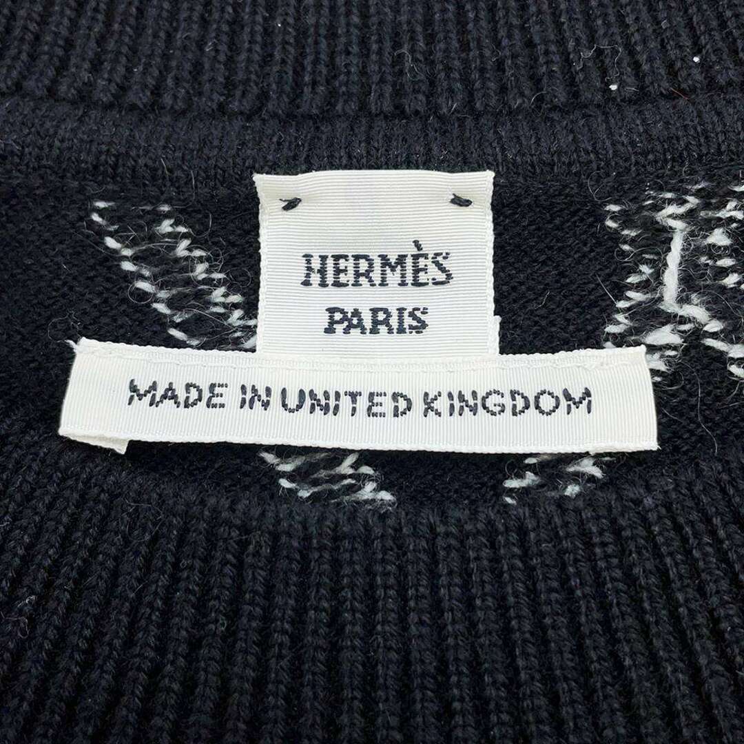 Hermes(エルメス)のエルメス ワンピース Hロンド 半袖ニット カシミヤ レディースサイズ38 HERMES 黒 白 レディースのワンピース(その他)の商品写真