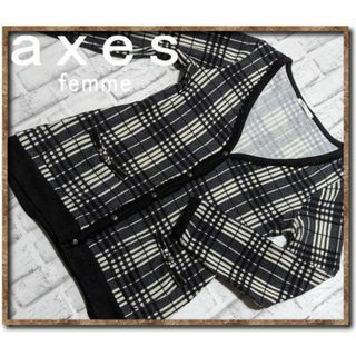 アクシーズファム(axes femme)のアクシーズファム　レース付きカットカーディガン(カーディガン)