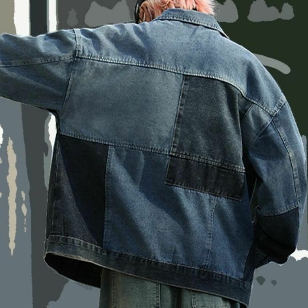 数量限定 オーバーサイズ パネル切替 インディゴ デニムジャケット メンズのジャケット/アウター(Gジャン/デニムジャケット)の商品写真