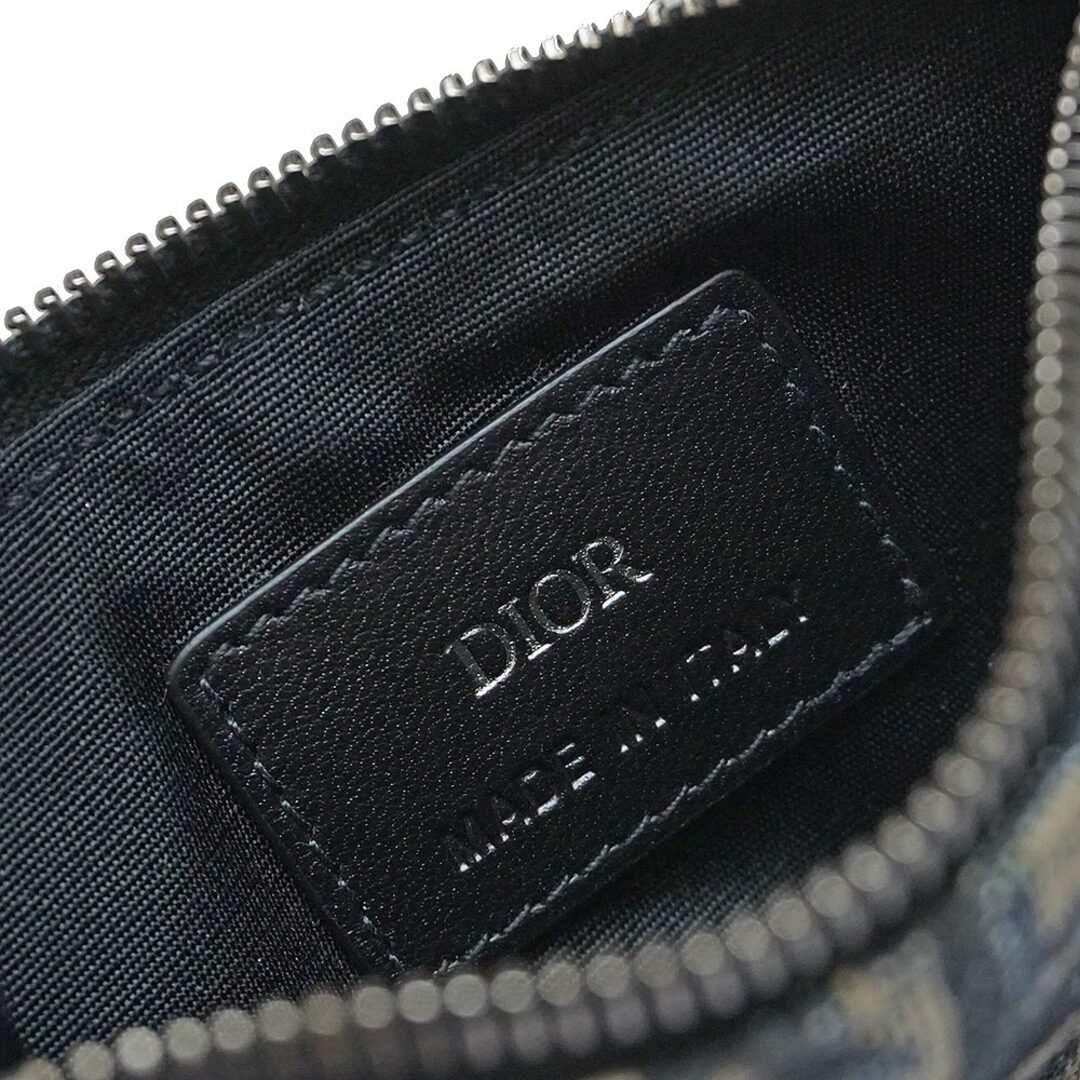 Dior(ディオール)のディオール ジップ カードホルダー カードケース 名刺入れ 定期入れ パスケース コインケース 小銭入れ 財布 オブリーク ジャカード グレインドカーフスキン レザー ブラック ベージュ 黒 シルバー金具 2ESBC250YSE 箱付 Dior（美品） メンズのファッション小物(名刺入れ/定期入れ)の商品写真