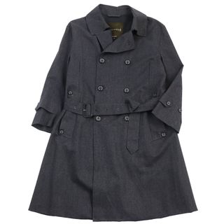 極美品●MACKINTOSH LONDON マッキントッシュロンドン ウール100％ ロゴボタン ロングコート トレンチコート グレー S相当 スコットランド製  正規品 メンズ