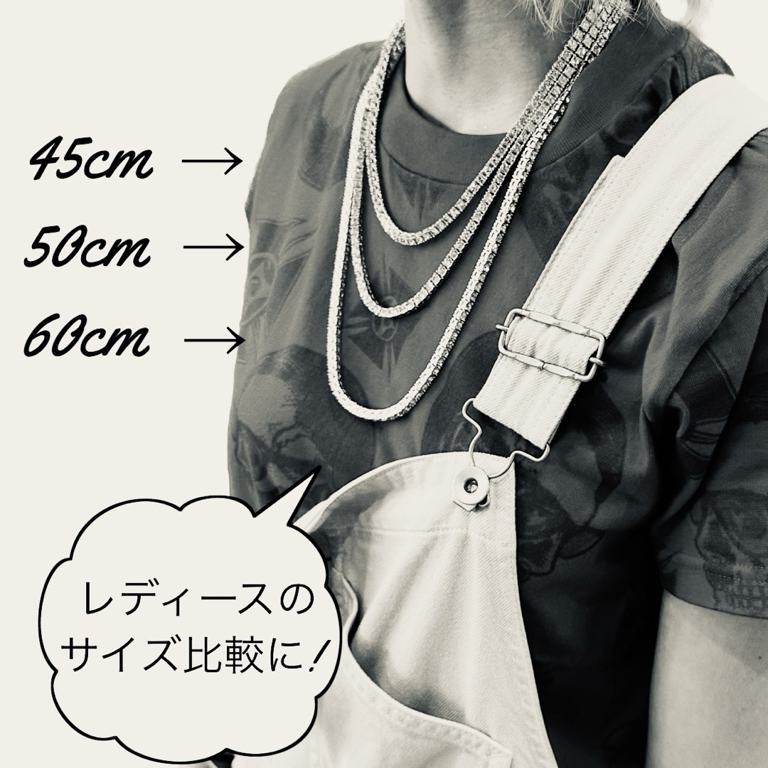 テニスネックレス 45cm 幅12mm テニスチェーン ゴールド ブリンブリン メンズのアクセサリー(ネックレス)の商品写真