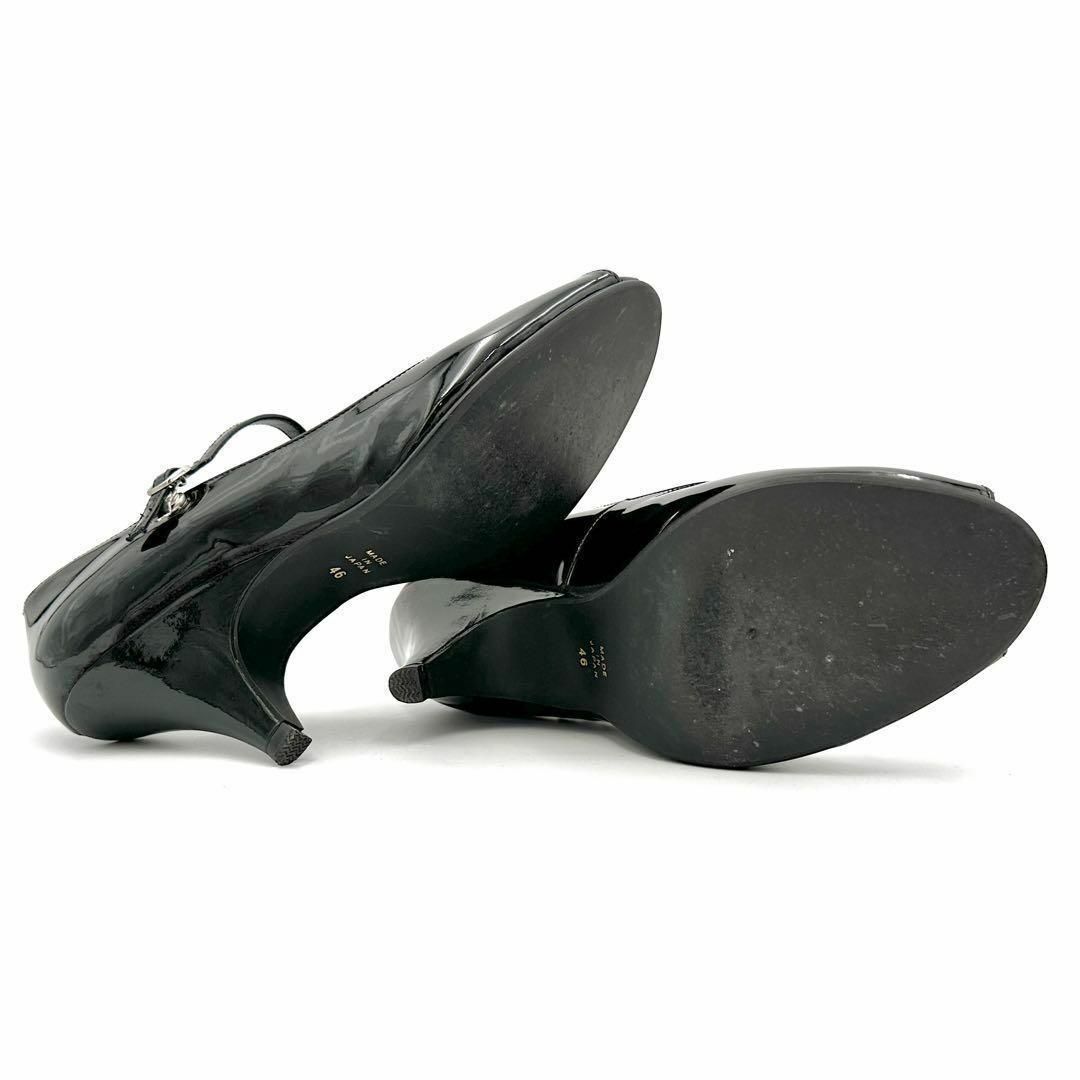 23区(ニジュウサンク)の23区　オープントゥ パンプス アンクルストラップ エナメル ブラック 25㎝ レディースの靴/シューズ(ハイヒール/パンプス)の商品写真