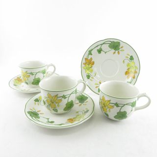 美品 Villeroy&Boch ビレロイ＆ボッホ Geranium ゼラニウム ティーカップ＆ソーサー 3客 セット 旧ロゴ SY9295G (グラス/カップ)