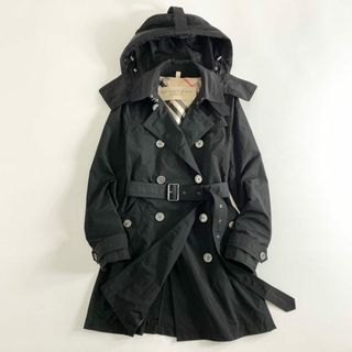 バーバリー(BURBERRY)の53e1 BURBERRY BRIT バーバリーブリット ノバチェック トレンチコート フード取外し ITA42/UK10 ブラック レディース(トレンチコート)