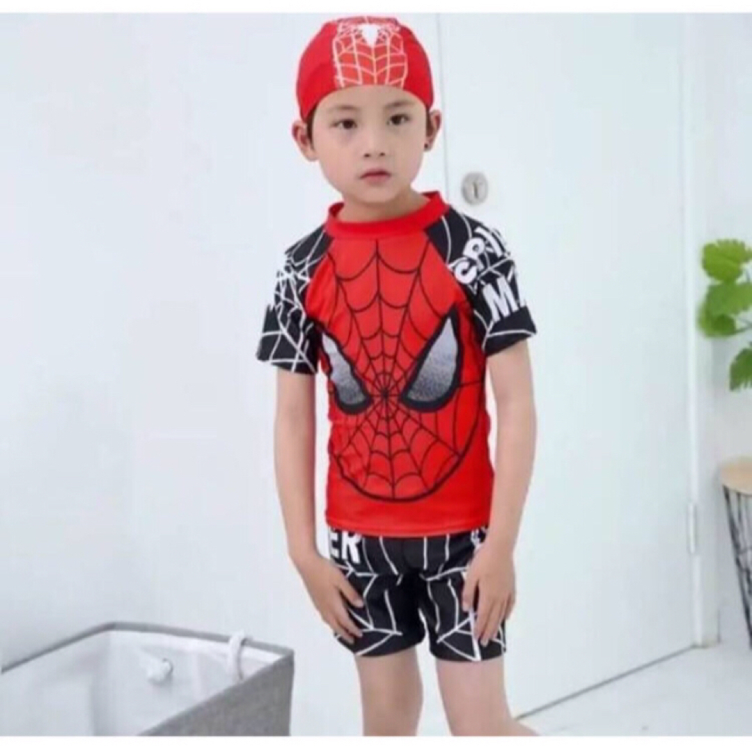 送料無料　ラッシュガード スパイダーマン 水着　3点セット キッズ/ベビー/マタニティのキッズ服男の子用(90cm~)(水着)の商品写真