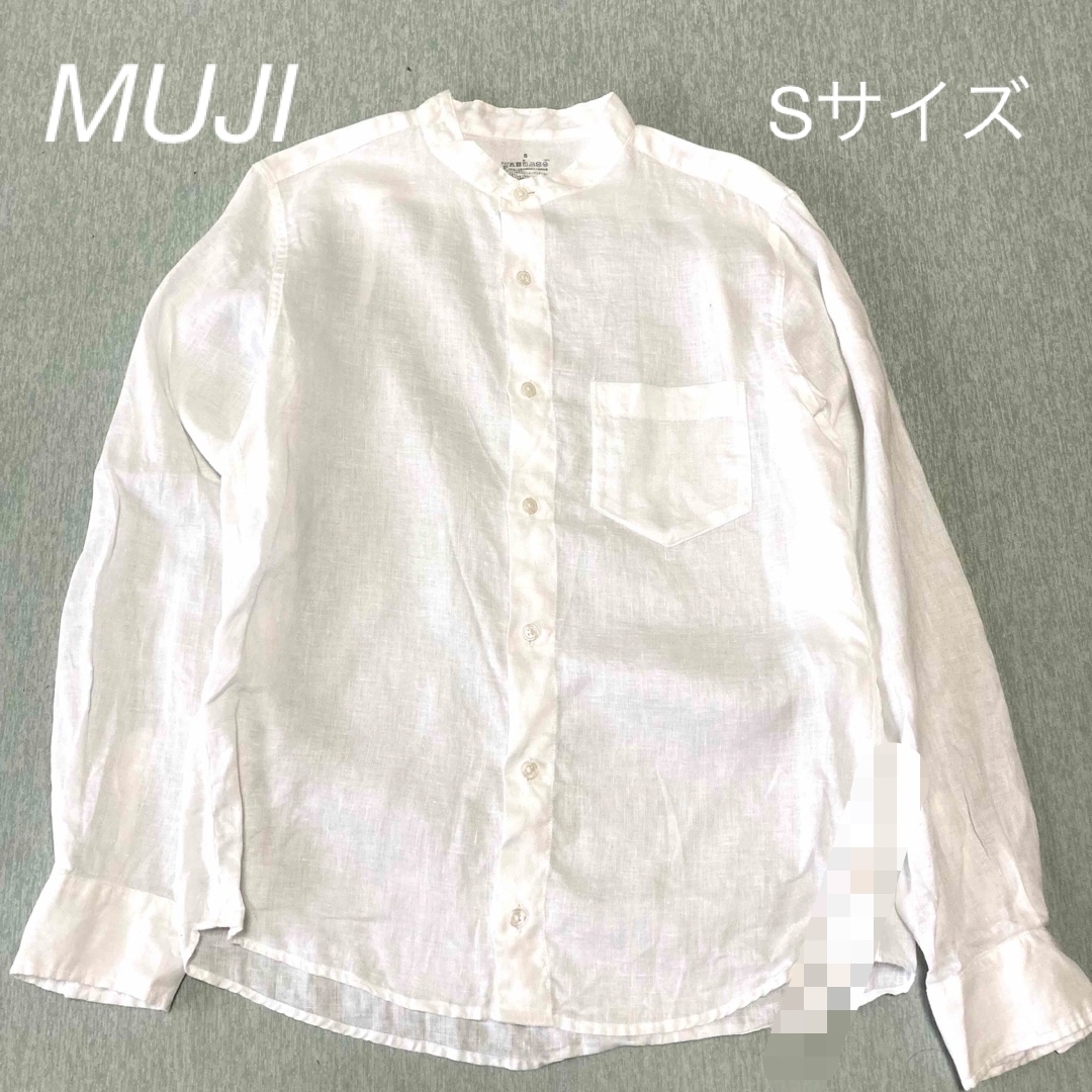 MUJI (無印良品)(ムジルシリョウヒン)の無印良品 メンズ スタンドカラーシャツ 麻 白 S メンズのトップス(シャツ)の商品写真