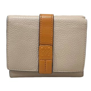 LOEWE - ロエベ LOEWE コンパクト財布 トライフォールド ウォレット ソフトグレインカーフ ライトオーツ/ハニー 【中古品】 22404K547