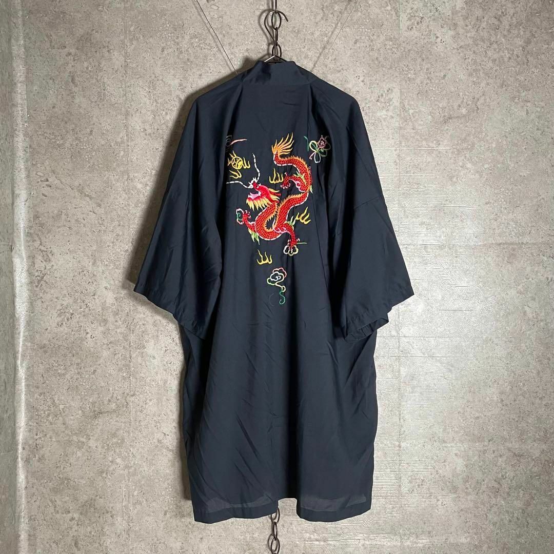 VINTAGE(ヴィンテージ)の珍品 80sヴィンテージ チャイナガウン シャツ ドラゴン 龍 刺繍 メンズのトップス(シャツ)の商品写真
