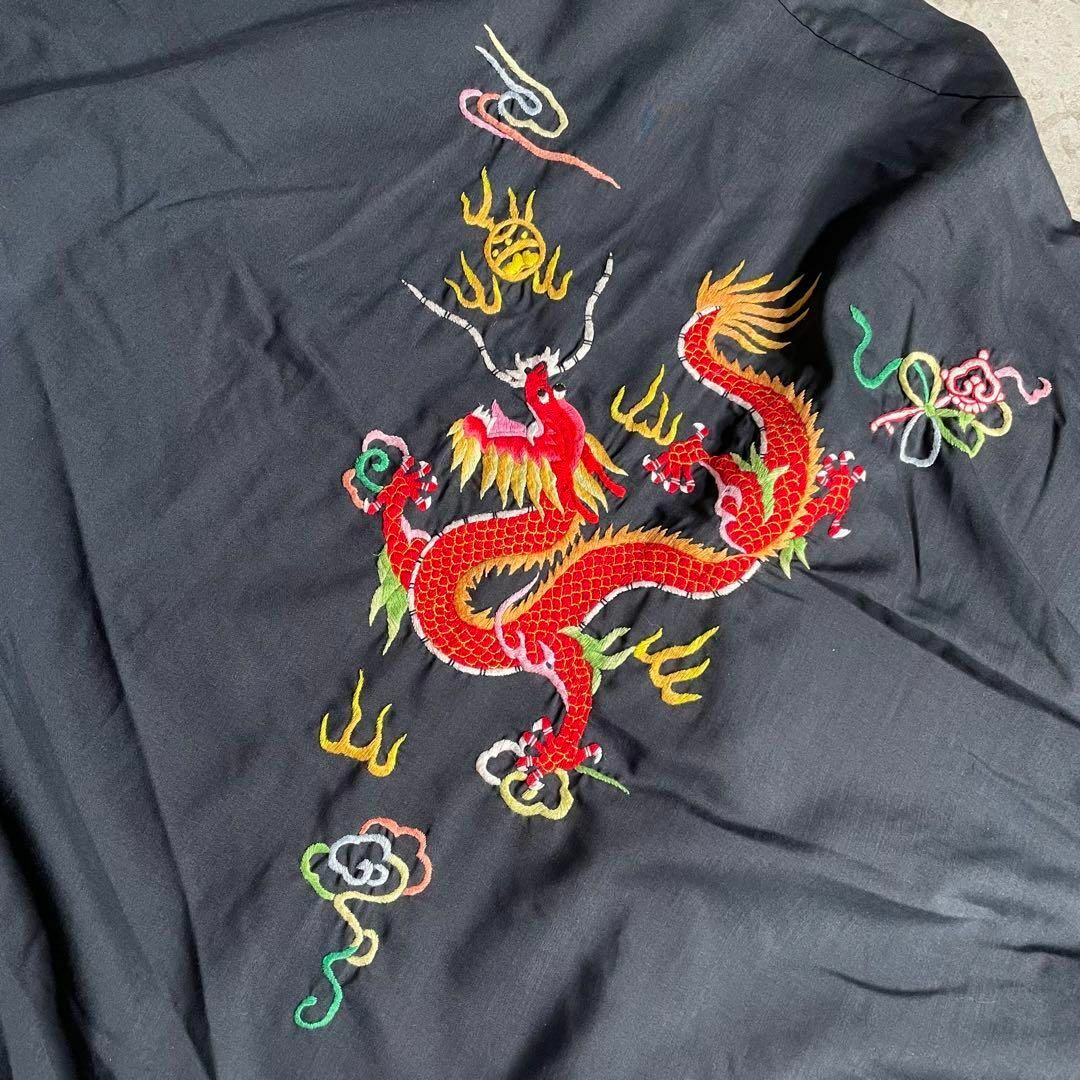 VINTAGE(ヴィンテージ)の珍品 80sヴィンテージ チャイナガウン シャツ ドラゴン 龍 刺繍 メンズのトップス(シャツ)の商品写真