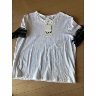 ザラ(ZARA)のZARA チュール　トップス　Lサイズ(Tシャツ(半袖/袖なし))