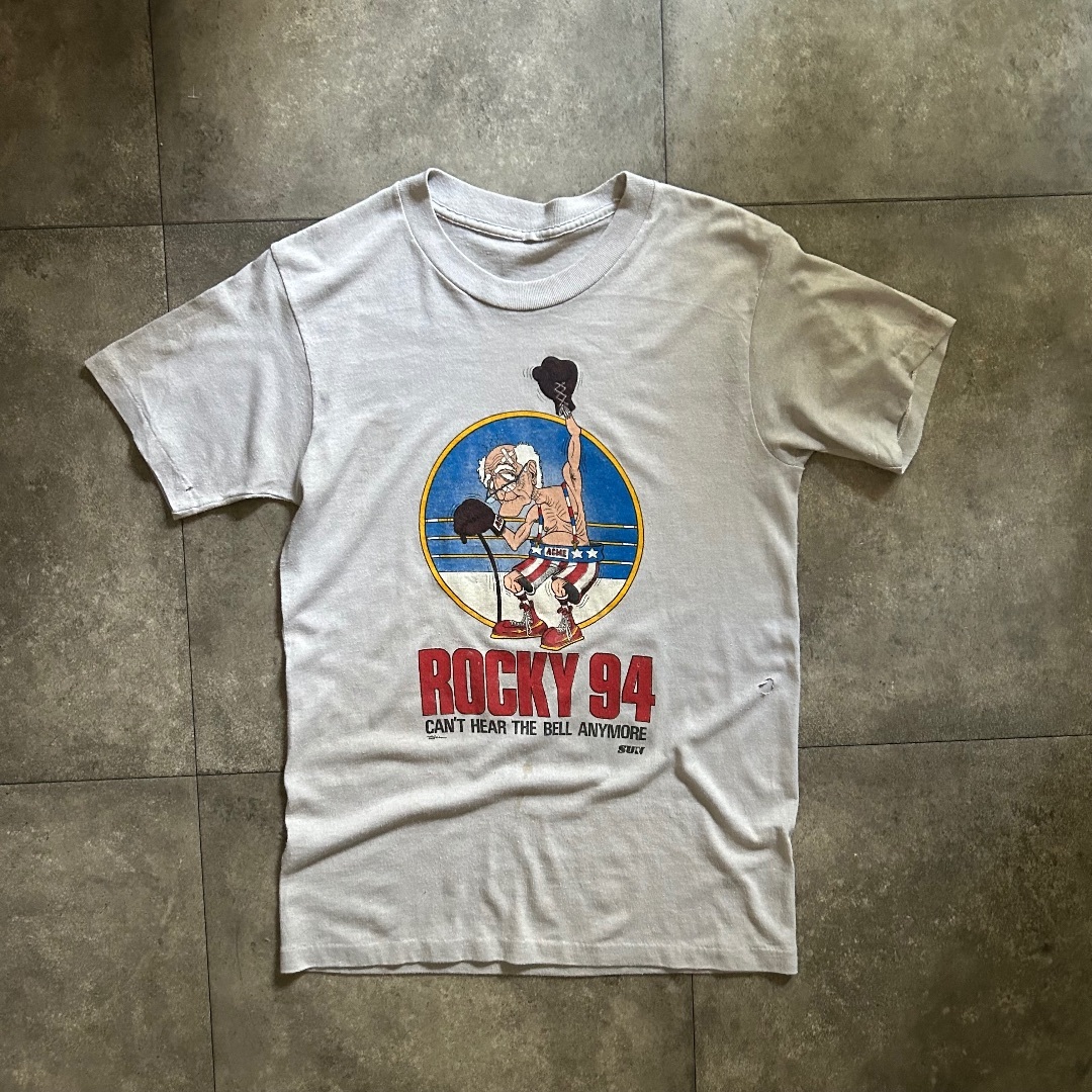 VINTAGE(ヴィンテージ)の70s80s ヴィンテージtシャツ USA製 ライトグレー M相当 ロッキー メンズのトップス(Tシャツ/カットソー(半袖/袖なし))の商品写真