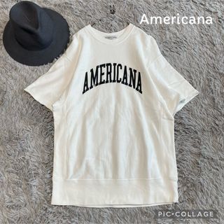 アメリカーナ(AMERICANA)のAmericana アメリカーナ   ビッグスウェット　半袖　前後ロゴあり(トレーナー/スウェット)