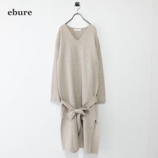 エブール(ebure)の【ebure】エブール　ニットワンピース　薄手　ベルト付き　スリット(ロングワンピース/マキシワンピース)