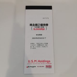 ユナイテッドスーパーマーケット株主優待券3000円　USMH カスミ　マルエツ(その他)