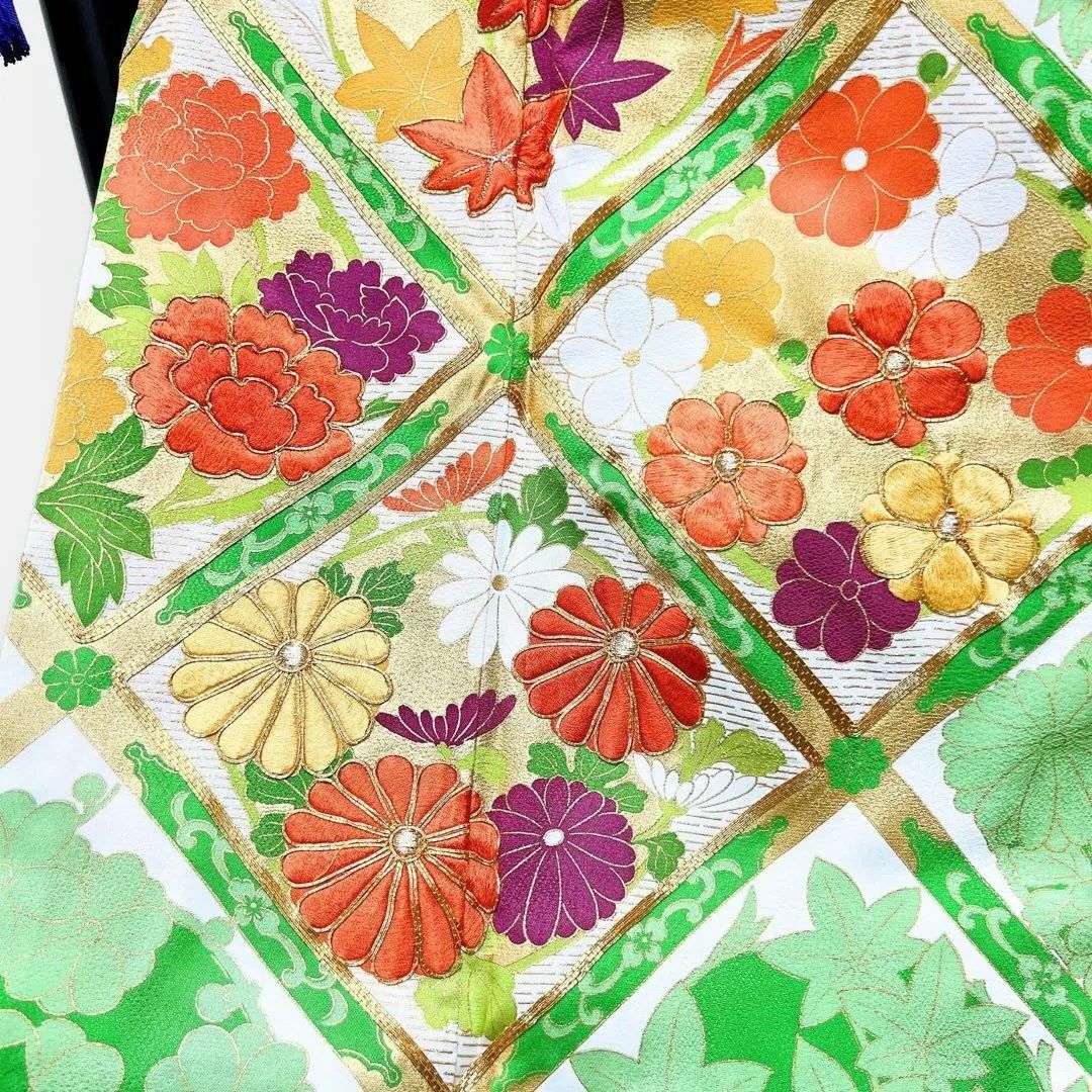 刺繍　振袖　グリーン　金駒刺繍　晴れの日　成人式　卒業式　着物　042w   o レディースの水着/浴衣(その他)の商品写真